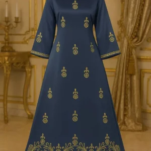 فستان ساتان مستور للمحجبات بإكسسوار سيليكون حراري